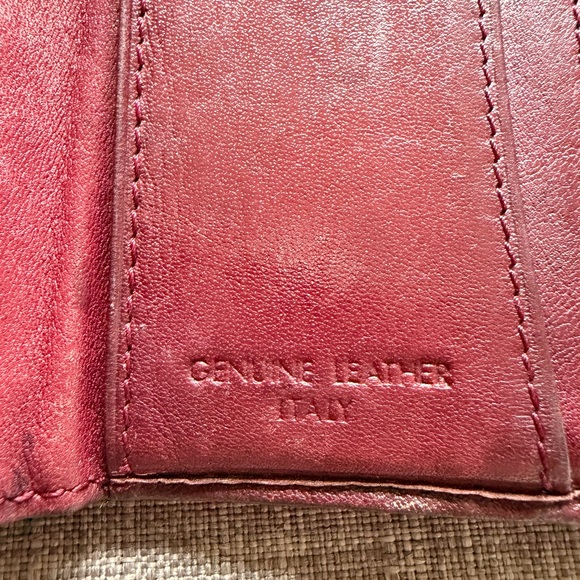 Valentino Deep Burgundy Leather Card Case with Gold V Logo - Picture 8 of 12